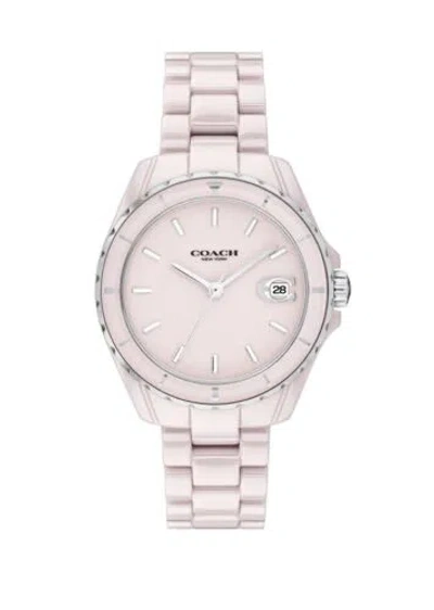 Pre-owned Coach Brand  Preston Women's Pink Dial 32mm Ceramic Watch 14503806