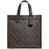 Coach Brass/truffle Black Ladies Field Tote With Horse And Carriage Print In Yellow/black
