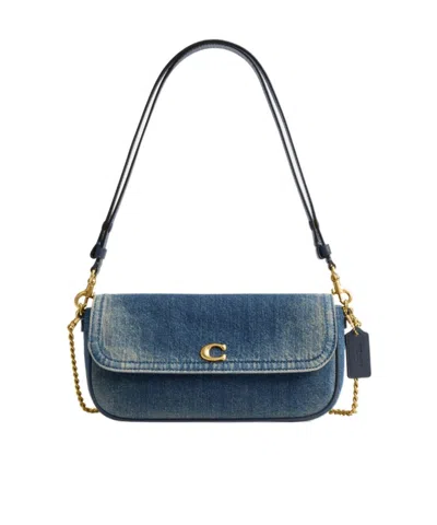 Coach Brook Flap Chain Bag In Loved Denim In Blue