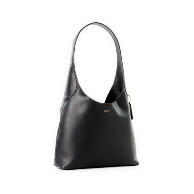 Coach Womens Black Brooklyn Branded Leather Shoulder Bag
