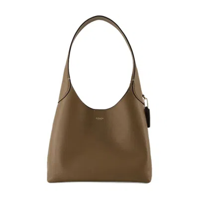Coach Womens B4/dark Stone Brooklyn Small Leather Shoulder Bag In Taupe Leather
