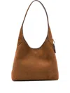Coach Brooklyn 28 Brown With Single Shoulder Strap And Logo Lettering On The Front In Suede Woman In Brown