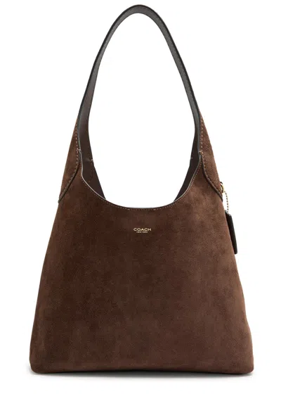 Coach Brooklyn 28 Suede Shoulder Bag In Dark Brown