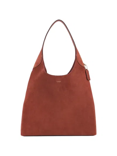 Coach Brooklyn 39 Suede Logo-print Tote Bag In Brown