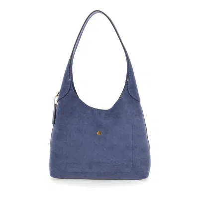 Coach Brooklyn Blue Shoulder Bag With Magnetic Closure And Logo Detail Suede For Women Blu