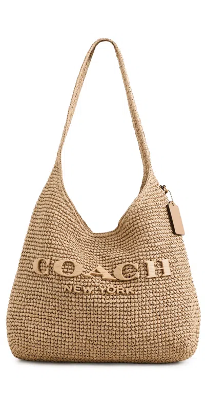 Coach Brooklyn Raffia Shoulder Bag B4/natural