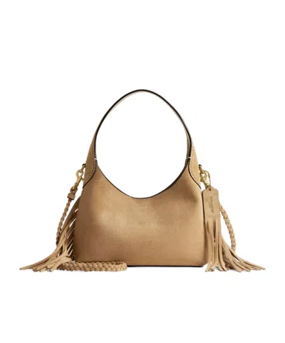 Coach Brooklyn 23 Suede Fringe Shoulder Bag In Nude