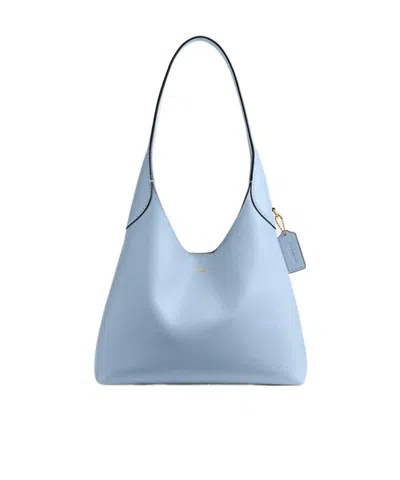 Coach Brooklyn 28 Logo Detailed Shoulder Bag In Blue