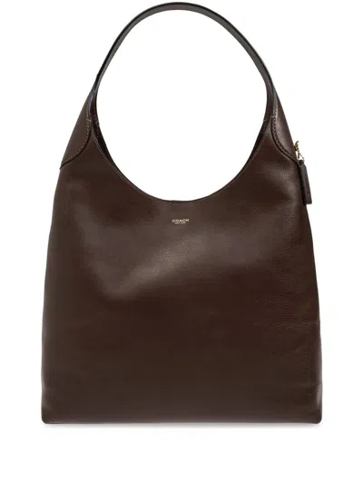 Coach Womens Maple Brooklyn Branded Leather Shoulder Bag In Brown