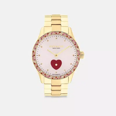 Coach Brooks Automatic Watch, 38mm In Gold