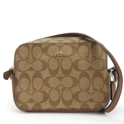 Pre-owned Coach Brown Coated Canvas Leather Pochette Shoulder Bag ()