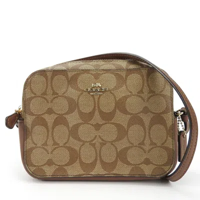 Pre-owned Coach Brown Coated Canvas Leather Pochette Shoulder Bag ()