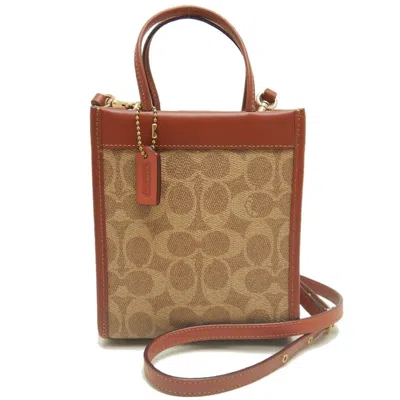Pre-owned Coach Brown Coated Canvas Leather Shoulder Bag ()