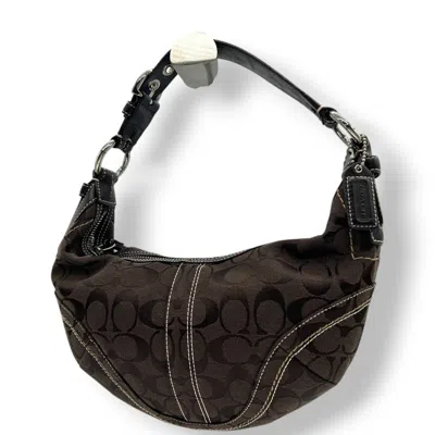 Pre-owned Coach Brown Dark Brown Canvas Leather Handbag Shoulder Bag ()