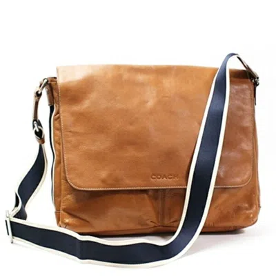 Pre-owned Coach Brown Dark Brown Navy White Leather Shoulder Bag ()