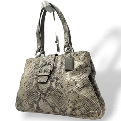 Pre-owned Coach Brown Gray Leather Handbag Tote Bag ()