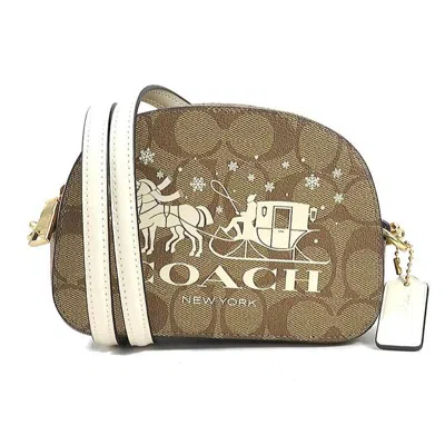 Pre-owned Coach Brown Ivory Leather Shoulder Bag () In Brown, Ivory