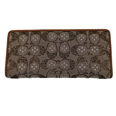 Pre-owned Coach Brown Jacquard Long Wallet (bi-fold) ()