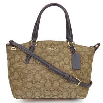 Pre-owned Coach Brown Khaki Canvas Leather Handbag Shoulder Bag ()