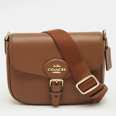 Pre-owned Coach Brown Leather Amelia Saddle Crossbody Bag