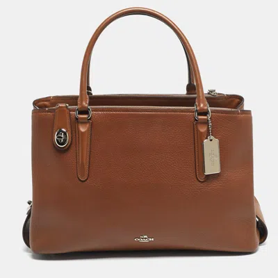 Pre-owned Coach Brown Leather Brooklyn Carryall Satchel