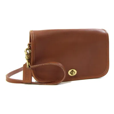 Pre-owned Coach Brown Leather Pochette Shoulder Bag ()