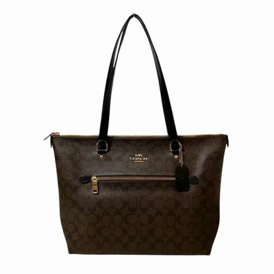 Pre-owned Coach Brown Leather Pvc Tote Bag ()