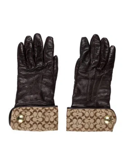 Pre-owned Coach Brown Leather Winter Gloves