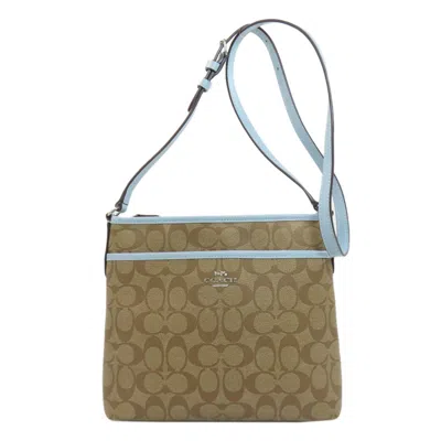 Pre-owned Coach Brown Light Blue Pvc Shoulder Bag ()