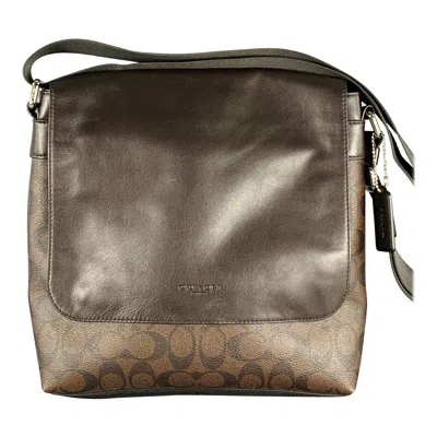 Pre-owned Coach Brown Logo Coated Canvas Leather Crossbody Bag