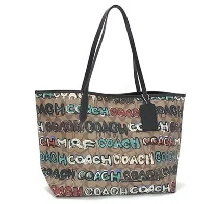 Pre-owned Coach Brown Multi-color Pvc Leather Tote Bag () In Brown, Multi-color