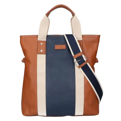 Pre-owned Coach Brown Navy Leather Tote Bag ()