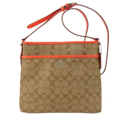 Pre-owned Coach Brown Orange Pvc Leather Shoulder Bag () In Brown, Orange