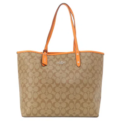 Pre-owned Coach Brown Orange Pvc Tote Bag () In Brown, Orange