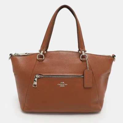 Pre-owned Coach Brown Pebbled Leather Prairie Satchel