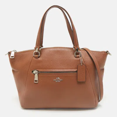 Pre-owned Coach Brown Pebbled Leather Prairie Satchel