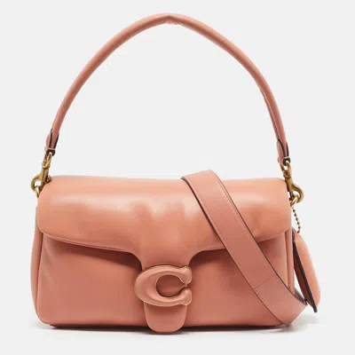 Pre-owned Coach Brown Pink Leather Pillow Tabby Shoulder Bag 26