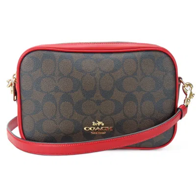 Pre-owned Coach Brown Red Color Pvc Leather Shoulder Bag ()