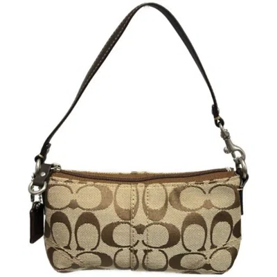 Pre-owned Coach Brown Signature Line Handbag Pouch Shoulder Bag ()