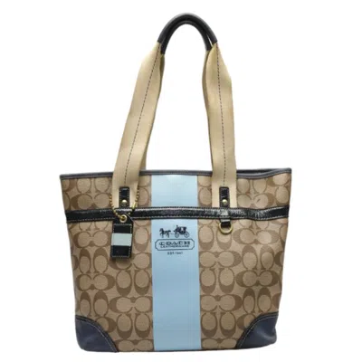 Pre-owned Coach Brown Signature Line Handbag Tote Bag ()