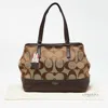 COACH COACH BROWN/BEIGE SIGNATURE CANVAS AND LEATHER HAMPTONS WEEKEND TOTE