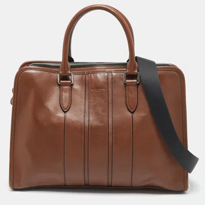 Pre-owned Coach Brown/black Leather Bond Briefcase Bag
