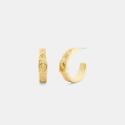 Coach Brushed Buckle Hoop Earrings In Gold