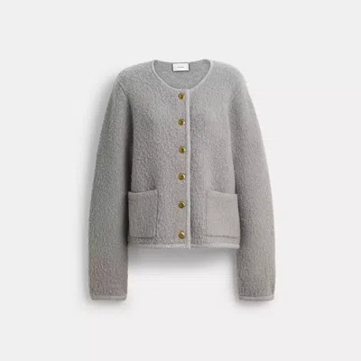 Coach Brushed Heritage Cardigan In Gray