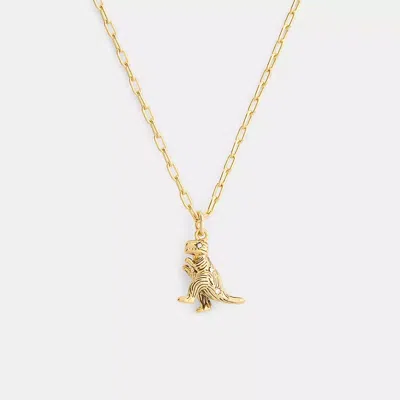 Coach Brushed Rexy Pendant Necklace In Gold