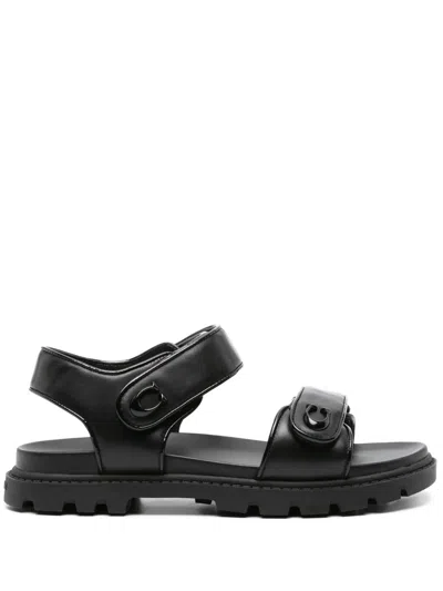 Coach Brynn Leather Sandals With Pave C In Black