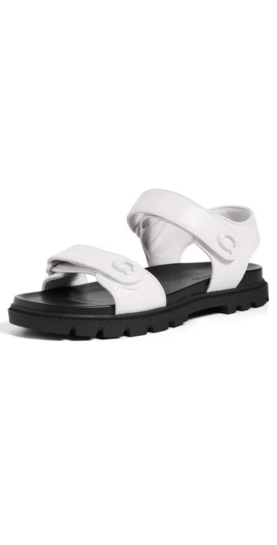 Coach Brynn Leather Sandals Optic White/black In Multi