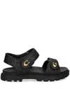 Coach Brynn Textured-strap Sandals In Black