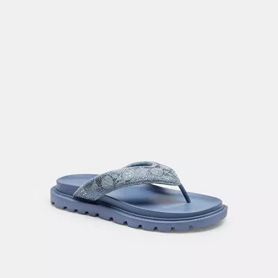 Coach Brynn Thong Sandal In Crystal Signature Denim In Blue