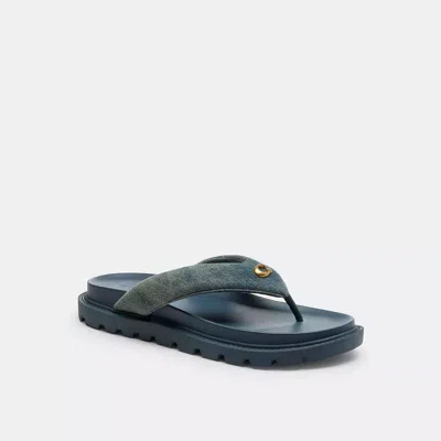 Coach Brynn Thong Sandal In Loved Denim In Blue